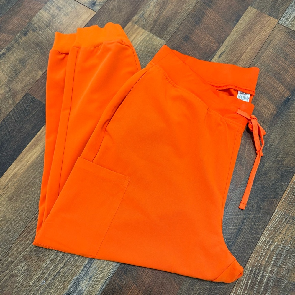 Mandala Neon Orange High Waisted Jogger Scrub Pants XL Petite